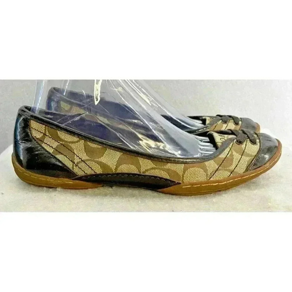 COACH Dannie Slip On Poppy Flats  w Patent BROWN Leather Womens Shoes Size 8.5 B - Picture 1 of 16
